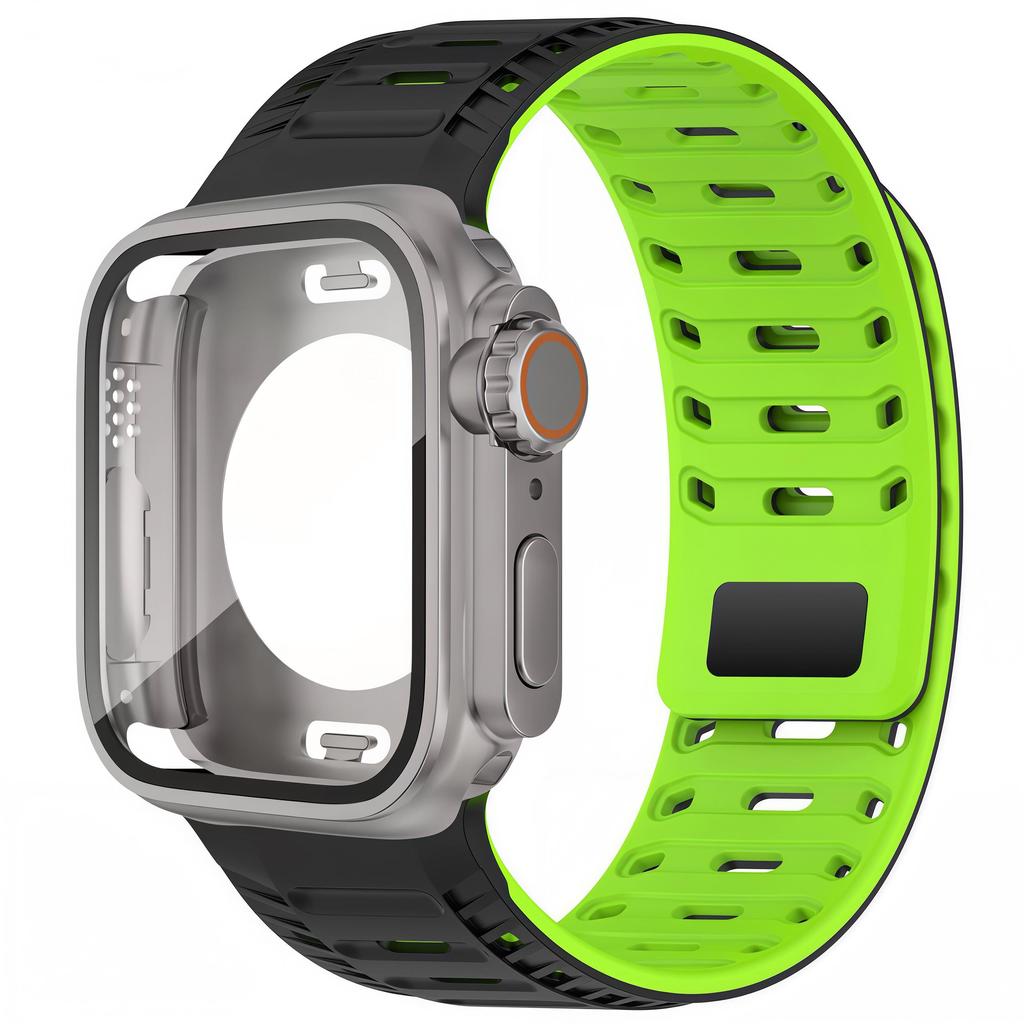 

Waterproof Full Cover Case+Magnetic Silicone Strap for Apple Watch 46mm 44mm 45mm Sport Band for iWatch Series 11 10 9 8 7 654SE 46mm-Series 11 10