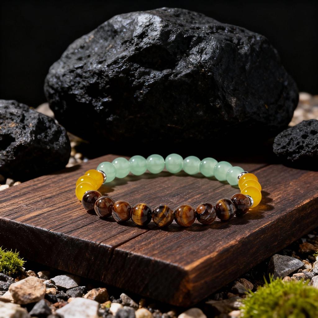Festive Gifts Tiger Eye Yellow Agate Green Aventurine Beaded Bracelet Natural Fashion Jewelry For Men Women Daily Wear Gift