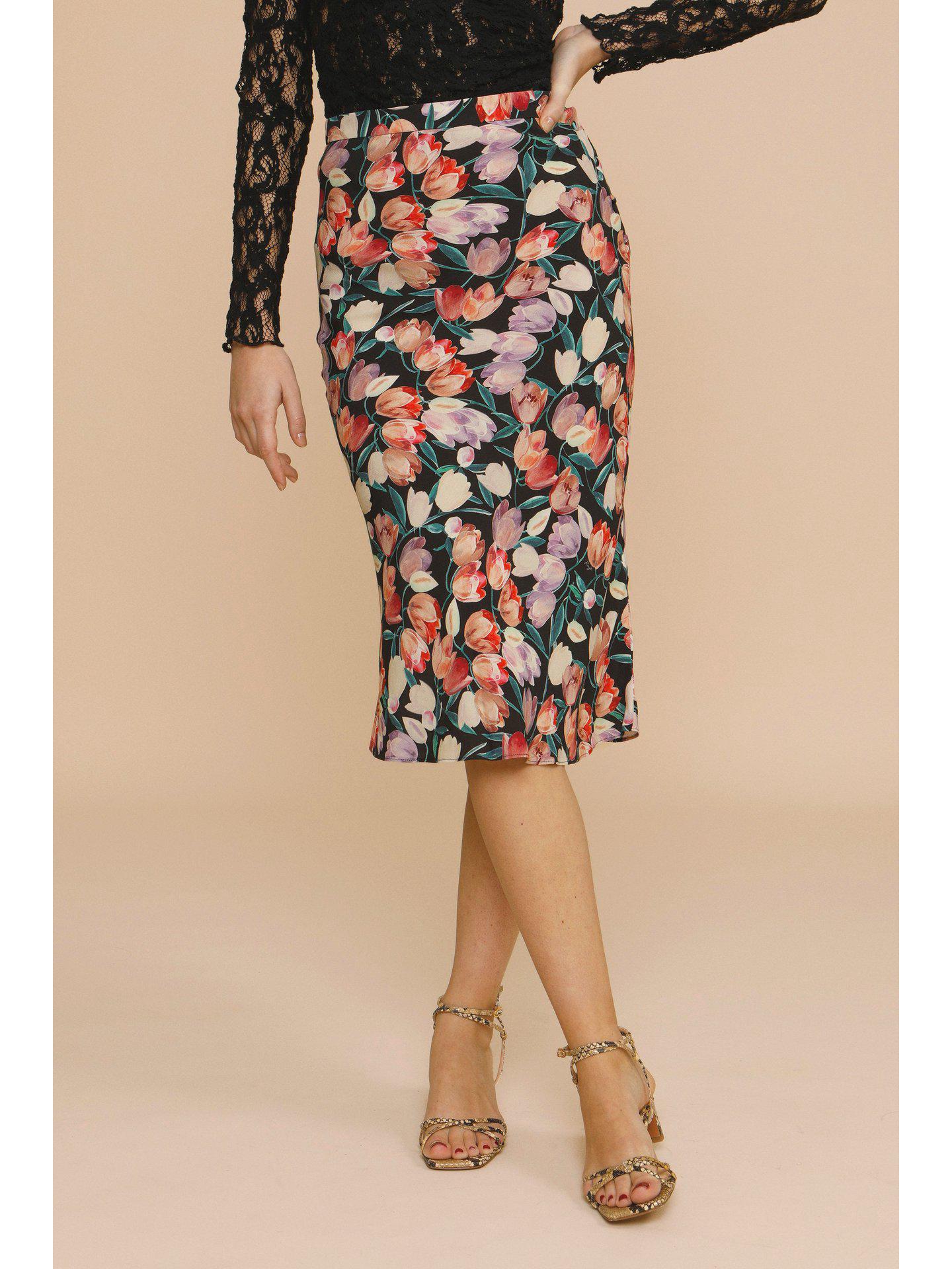 

Приталенная миди-юбка «рыбий хвост» с высокой талией и принтом «тюльпаны» для пляжного отдыха 34