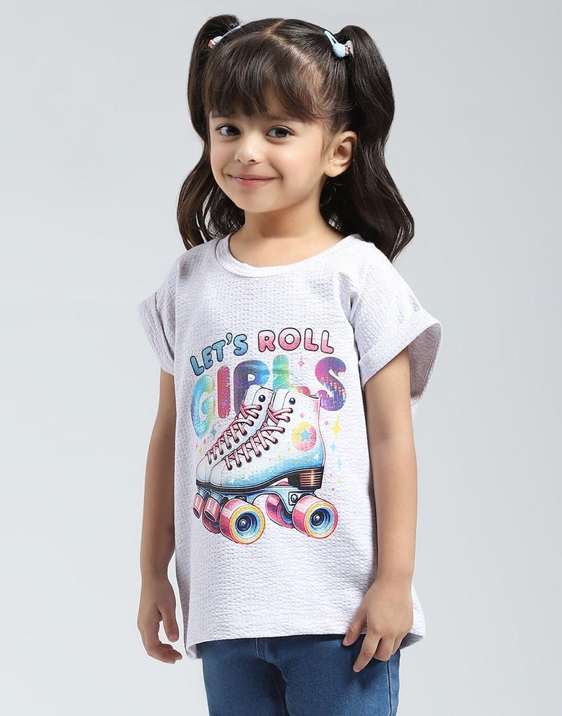 MONTE CARLO Girls Printed Round Neck Top