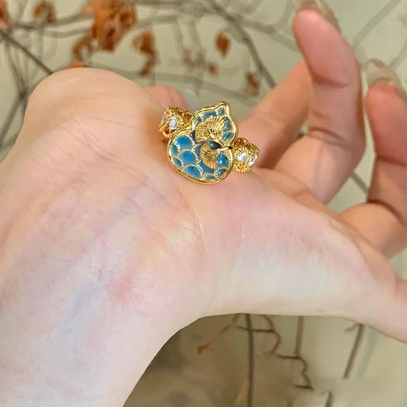 Golden Flower Butterfly Ring Women's Niche Light Luxury High Sense Versatile Open Ring Index Finger Ring New Jewelry