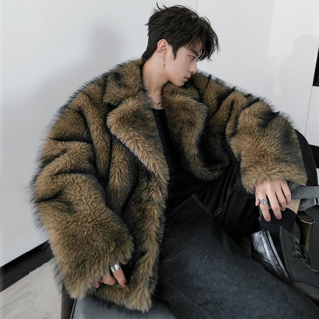 Men's Faux Fur Coat - New Winter Collection Trendy Stylish Thickened Overcoat for Warmth