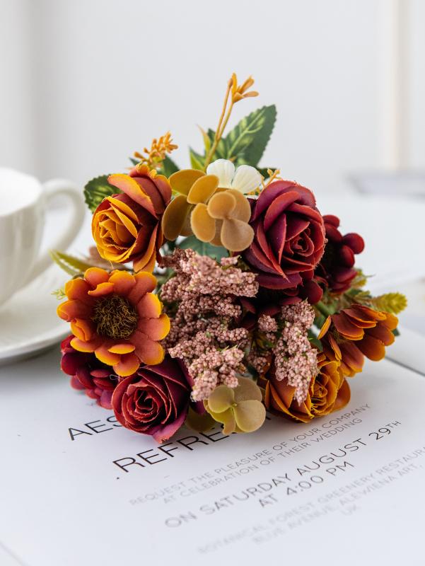 1/3pcs Artificial Flowers Roses Silk Wedding Wreath Home Room Table Festival Outdoor Garden Yard Decor Bridal Bouquets Diy Gifts