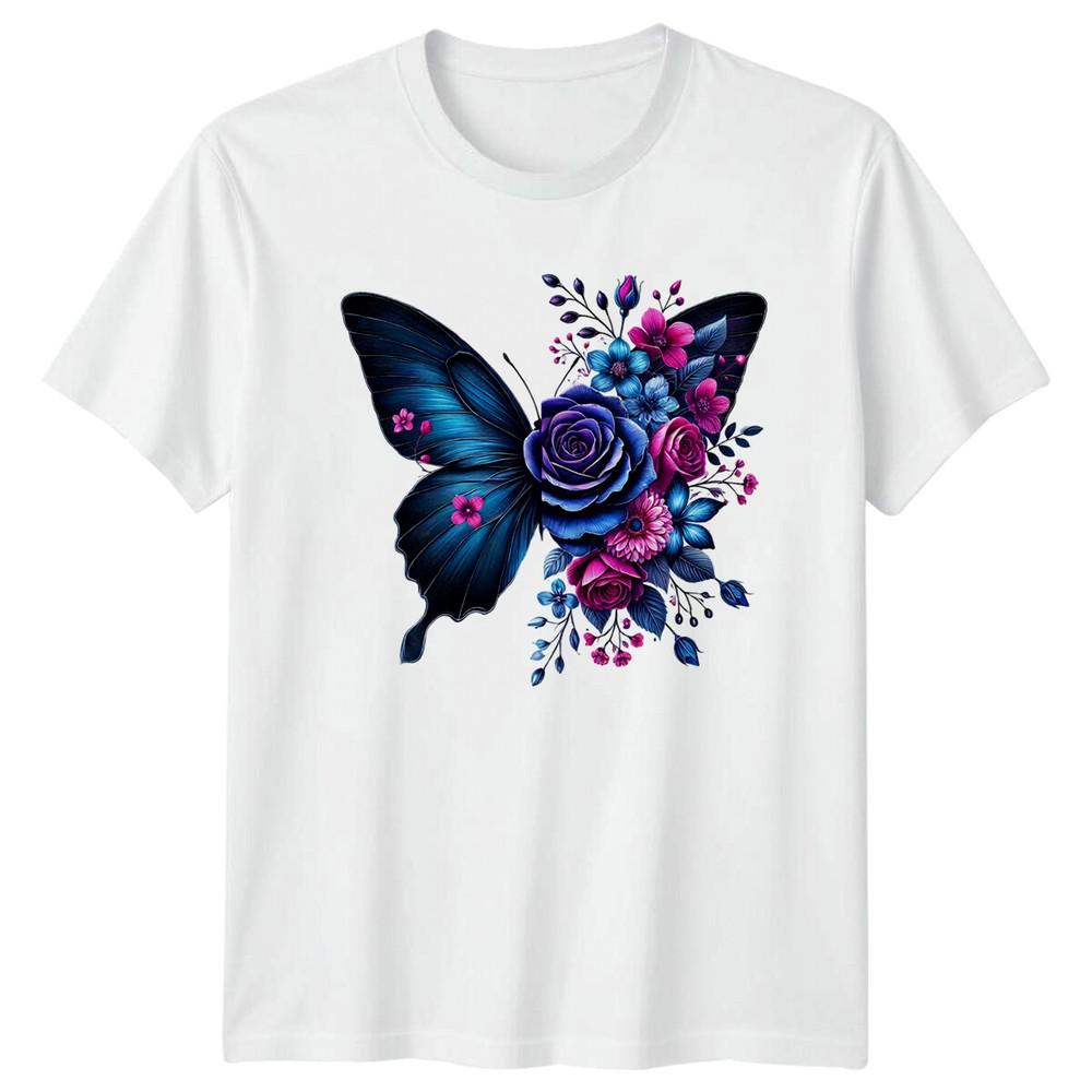Floral Butterfly T-Shirt. Nature Flower Wing T-Shirt.