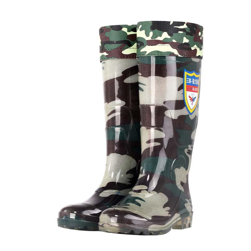 Water Shoes Non-slip Waterproof Wear-resistant Camouflage High Tube Transparent Bottom Winter Warm PVC Rain Shoes Rain Boots