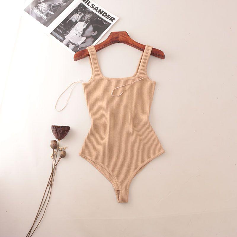 Western Style High-Fixed Rib Square Collar Pure Desire Positioning Clothing Foreign Trade Original Order Slim fit Briefs Sexy One-Piece Vest