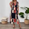 Summer New Women's Floral Print V-neck Short Sleeve Loose Long Midi Dress Casual European American Style for Women