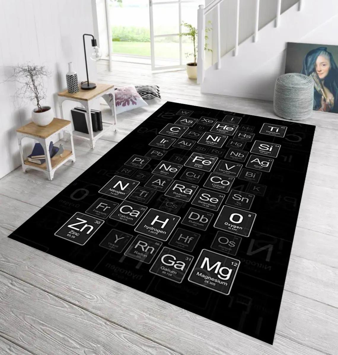 Periodic Table Area Carpet Periodic Table Area Rug Washable Chemical Element Living Room Bedroom Carpet Home Decoration Carpet 40X60cm