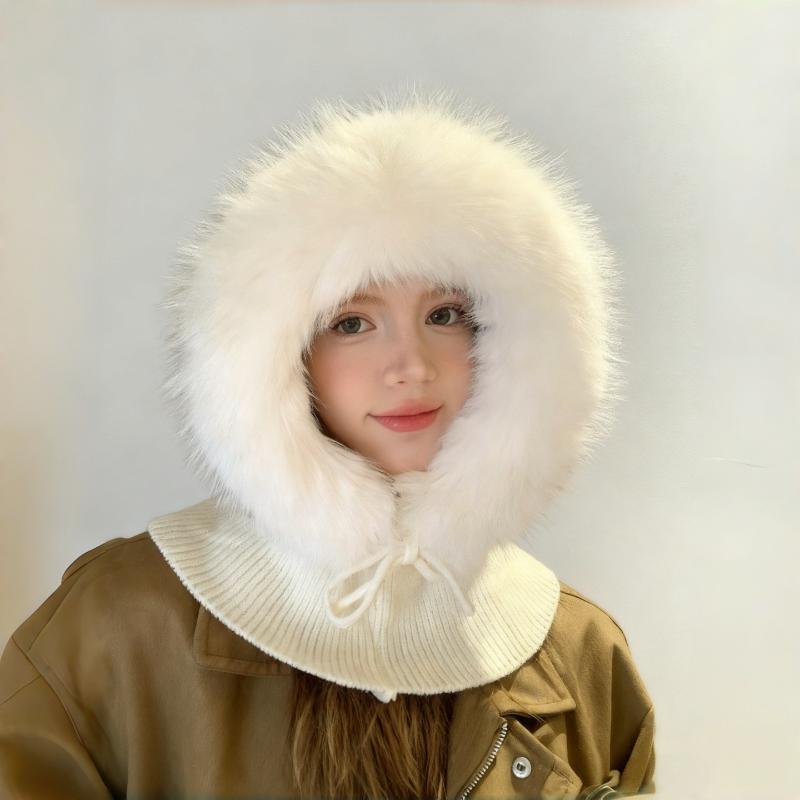 Women'S Autumn Winter Polyester Fiber Knitted Hat Trendy And Versatile Warm And Cold-Proof Pullover Hats
