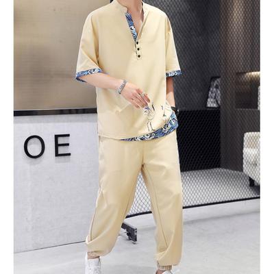 Shirts + Pants Summer Tang Suit Casual Chinese Style Sportswear Men's Casual Sets Spring Male Fashion Trousers and Shirts Men