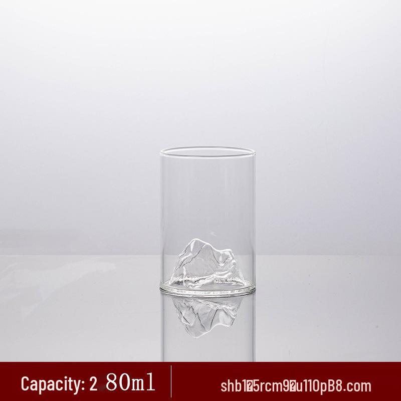 Heat-Resistant Borosilicate Glass Green Tea Cup – Transparent Mountain View, Anti-Scald Insulation, Perfect for Home Tea Brewing.