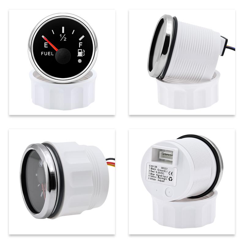 ZMFJH 2"52mm Fuel Level Gauge+Fuel Float Sensor 100-550mm 0-190 ohm Oil Tank Meter with Alarm 7 Color Light for Car Yacht 12V24V