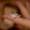 CAOSHI Elegant Lady Wedding Band Leaf Shape Finger Ring Brilliant Zirconia Jewelry for Engagement Aesthetic Graceful Accessories