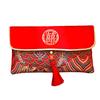 Embroidered Red Fukusa (cloth) for Weddings, Suitable for Celebrations, Weddings, and Other Auspicious Occasions. 18.5 X 11cm. (C)
