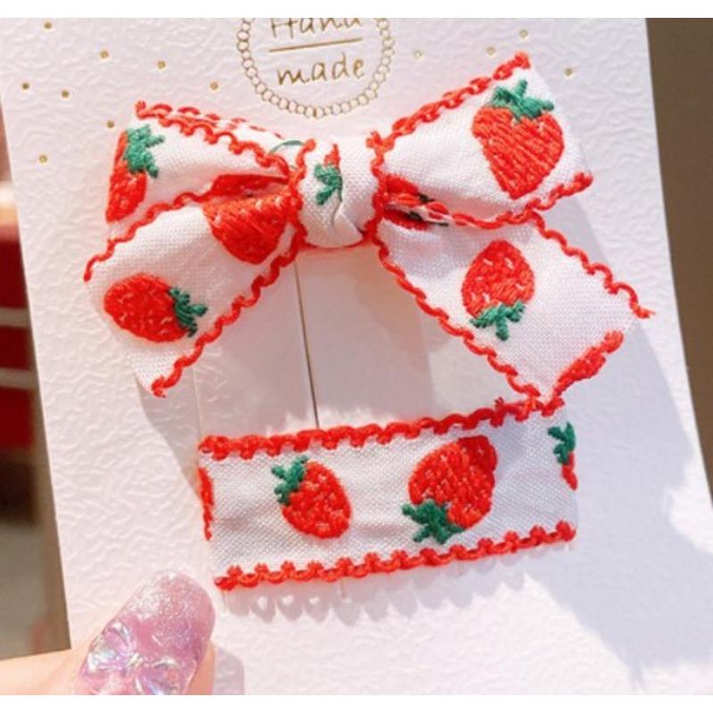 Cute Children Hair Pins Matte Cartoon Fruit Plant Fabric Embroidery BB Hair Clips for Girl Korea Simple Fashion Hair Accessories