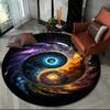 Round Tai Chi Theme Pattern Area Rug Universe Dragon Mat Non Slip Soft Stylish Colorful for Living Room Bedroom Home Decor