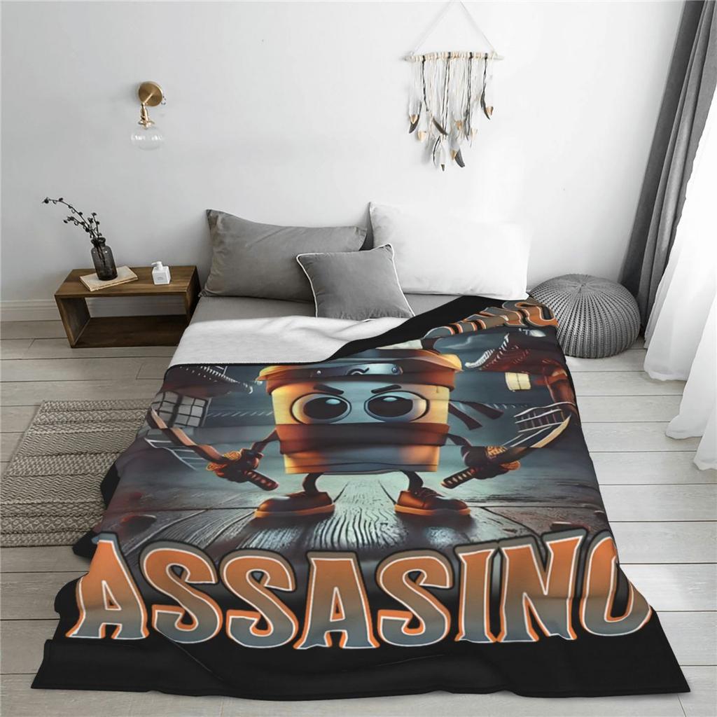 Italian Brainrot Cappuccino Assassino Funny Cappuccino Meme Warm Blankets Travel Office Plush Throw Blanket Couch Chair Flannel
