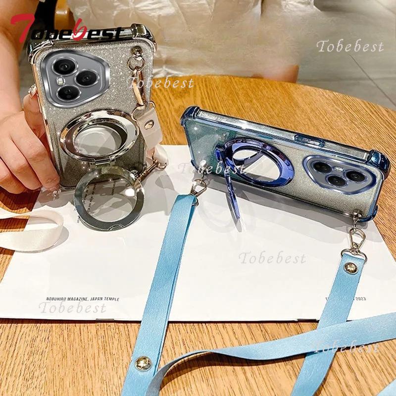 For Huawei Honor 400 Lite Pro Case Crossbody Lanyard Plating Mirror Holder Cover