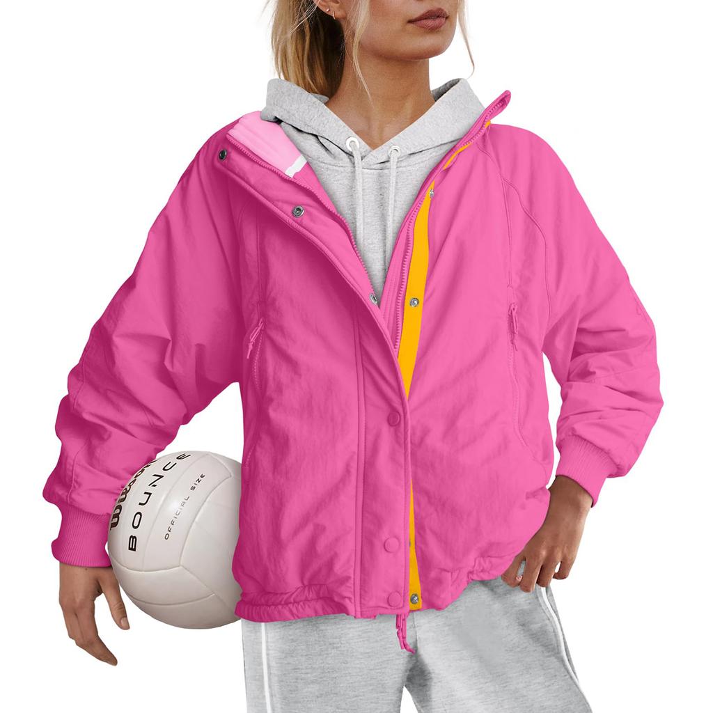 Women's Fashionable Zippered Long-Sleeved Loose-Fit Jacket