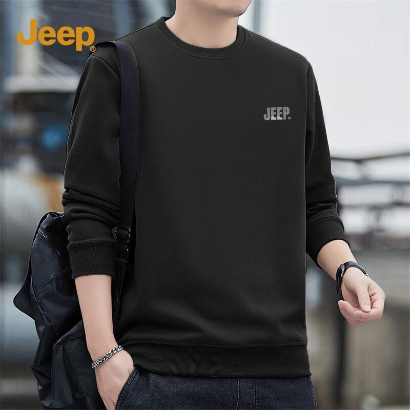 

JEEP Men s Round Neck Loose Fit Sweatshirt with Mountain Logo Print 5XL