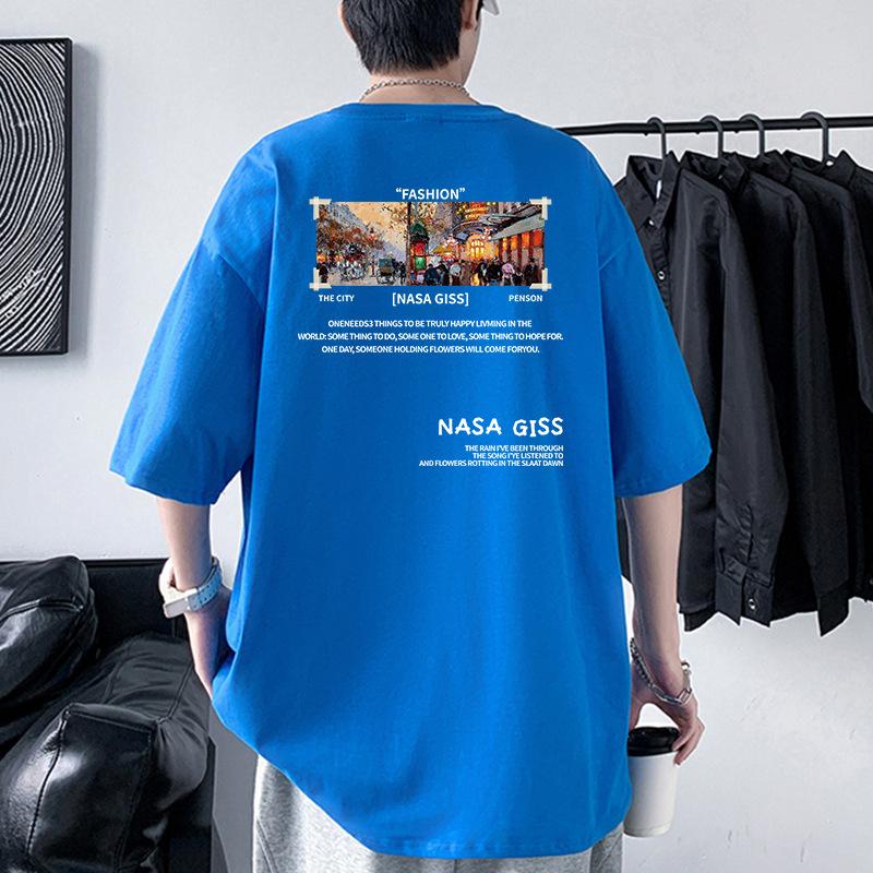 Nasa Giss Mens Oversized Drop Shoulder T-Shirt 100% Cotton Streetwear Tee