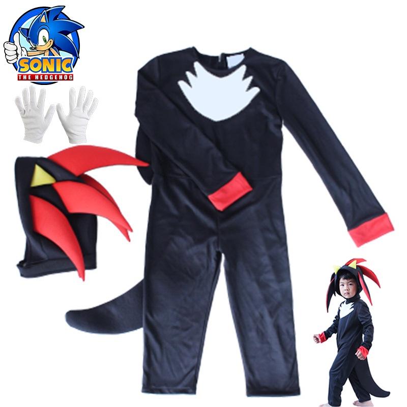 Sonic Cosplay Jumpsuit Halloween Kostüm für Kinder mit atmungsaktivem Stoff