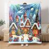 Custom Name Christmas Street Theme Printed Blanket - Perfect for Couch, Bed, Travel & Outdoor Use | Machine Washable, Cozy & Durable.