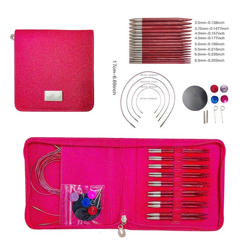 Removable Yarn Weaving Knitting Needle 8 Pairs Interchangeable Crochet Hooks Birch Wood Circular Knitting Set Sweater