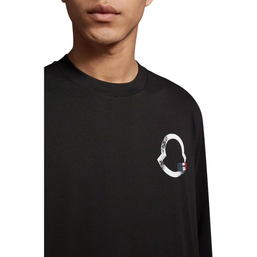 Moncler Pattern Embroidered Badge Crew Neck Long Sleeve T-Shirt Men tops Black I2-091-8D00016-8390T-999