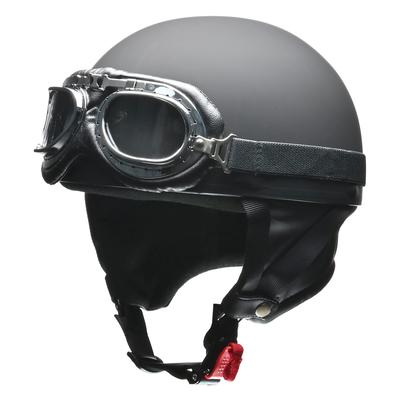 LEAD Half Motorcycle Vintage Matte LL CR-751 Helmet, Black,