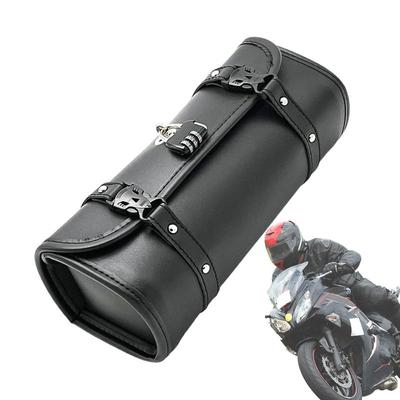 Motorrad Lenkertasche Motorrad Vorderradgabel Werkzeugtasche mit Schloss Wasserdicht PU Leder Cool Retro Satteltasche für Motorrad