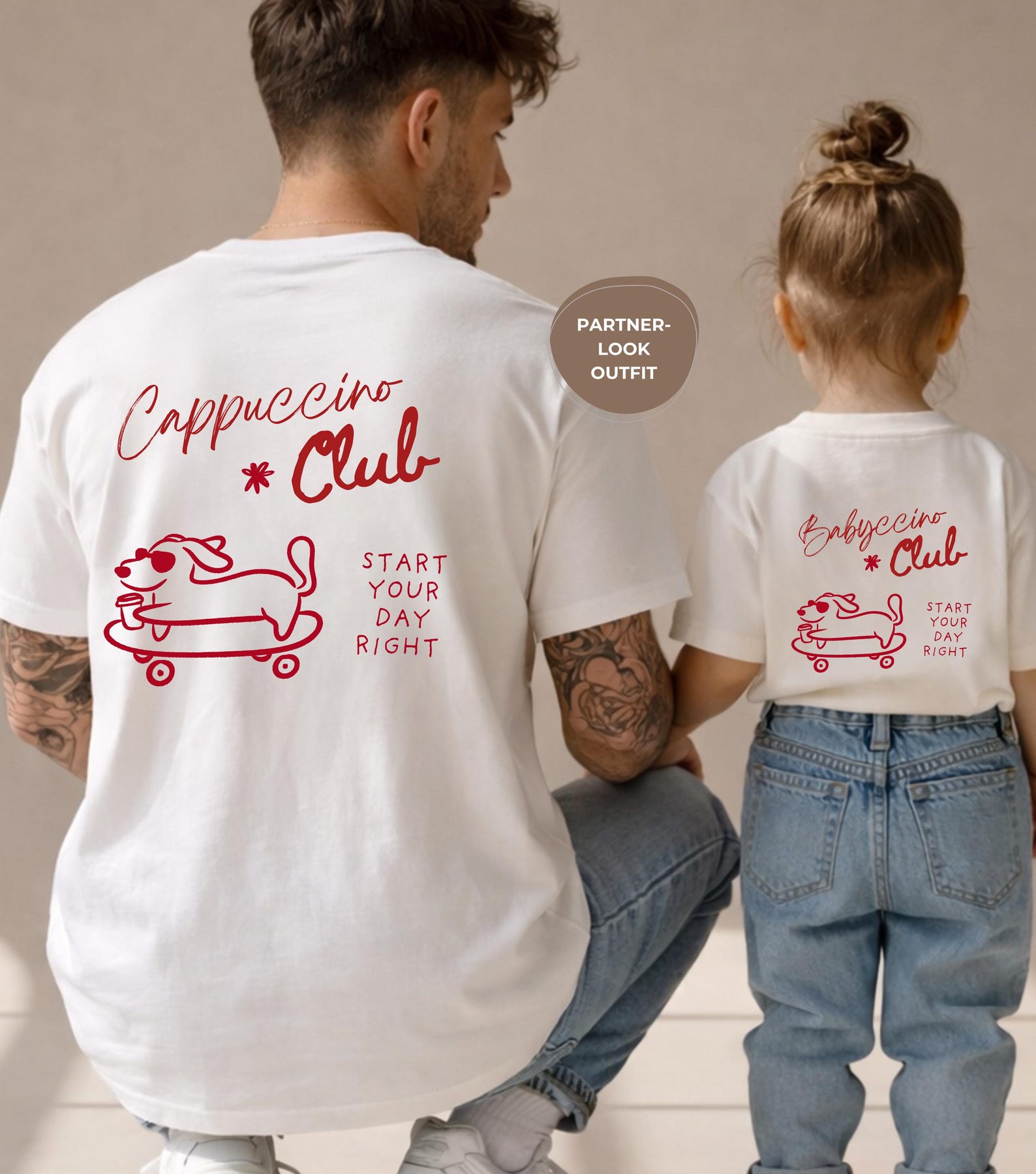 Personalized matching T-shirt - Cappuccino Club - Mom & Baby Outfit - Gift for Dad/Mom - Matching Set Mom and Baby 2XL
