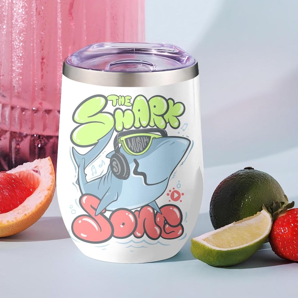 Funny Shark Design Vacuum Flasks 12oz Insulated Wine Tumbler Vacuum Coffee Mug Egg Shape Thermos Cup 12oz 360ml