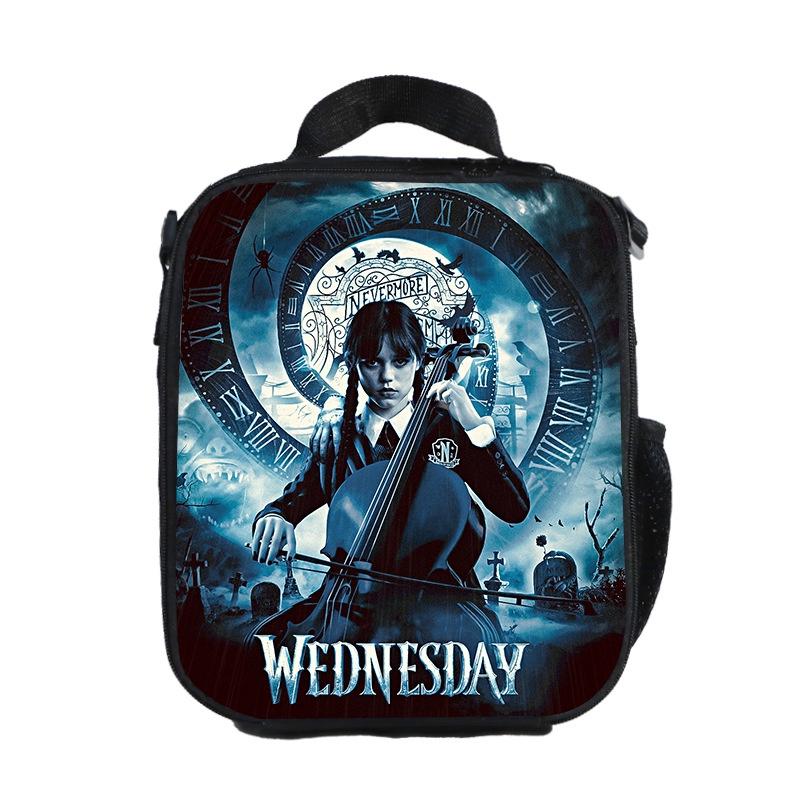Bolsa de almuerzo aislada del miércoles La Familia Addams Para Niños Estudiantes
