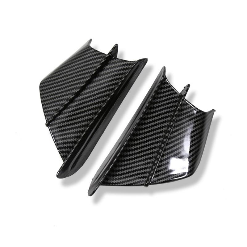 Pair Motorcycle Carbon Fiber Look Winglets Fin Spoiler Trim Cover Air Deflector