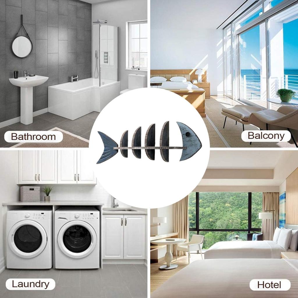decorative Bookshelf Wall Shelves Fish-Shaped Organizer Shelf Wall Decorations Rustic Home Decor for Bathroom Laundry Room