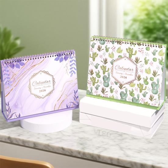 2026 Desk Calendar Standing Flip Desktop Calendar with Twin-Wire Binding Jan 2026 - Dec 2026 12 Monthly Planner for Home Office School