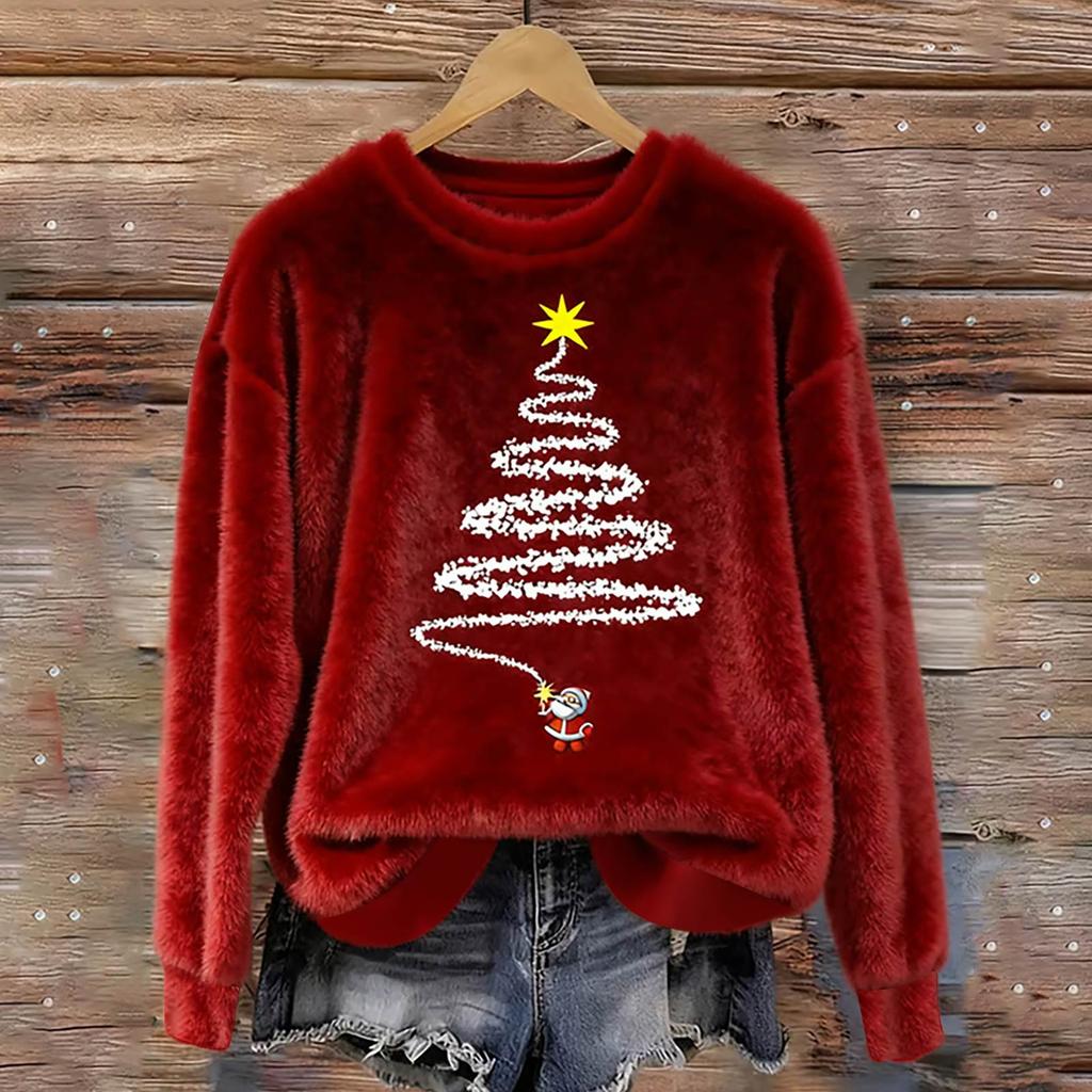 Women's Fashion Casual Round Neck Long Sleeve Top Printed Pullover Sweatshirt