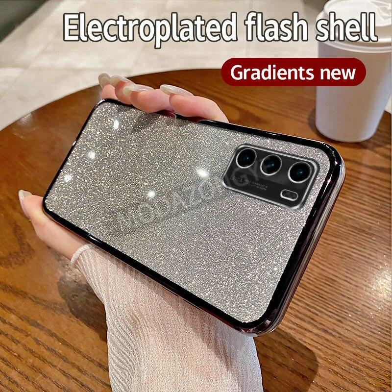 For Huawei P40 Case Electroplating Soft Glitter TPU Cell Phone Back Cover HuaweiP40 Phone Casing For Girl Woman