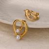 Heart Petal Imitation Pearl Earring for Women Gold Color Stainless Steel Stud Earring Anti Fading Wedding Charm Jewelry Gift BFF