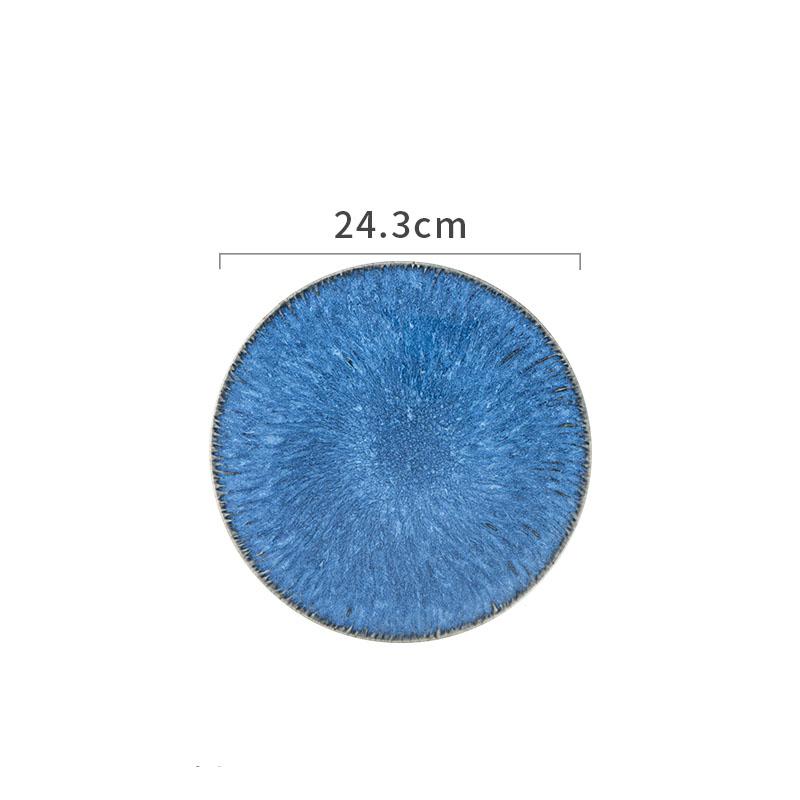 Nordic Blue Ceramic Dinner Plate Restaurant Pasta Steak Plates Home Fruit Salad Bowl Cake Dessert Kitchen Utensils