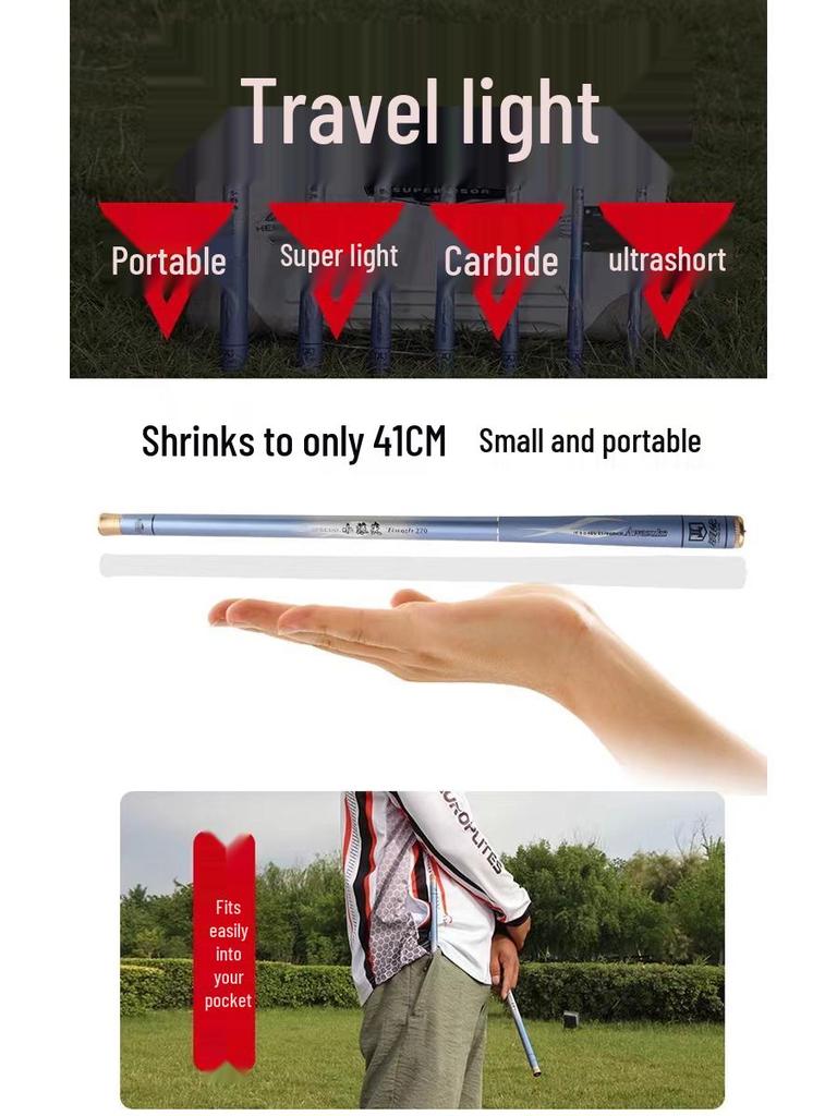 Ultralätt Portabelt Kolfiberfiskespö för Bäck och Karp