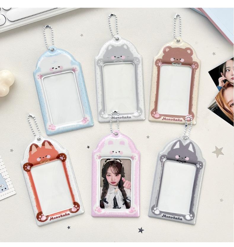 MINKYS Cute Animal 3 inch Kpop Photocard Holder Photo Card Bus Card Holder Bag Pendant Back To School Stationery