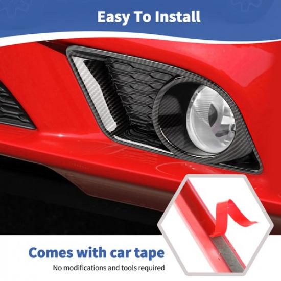 Carbon Fiber 2x Front Fog Light Lamp Cover Trims Set for Dodge Charger 2011-2014