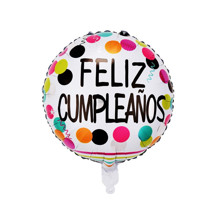 18 Inch Spanish Happy Birthday Round Aluminum Film Balloon Spanish Birthday Party Decoration Balloon