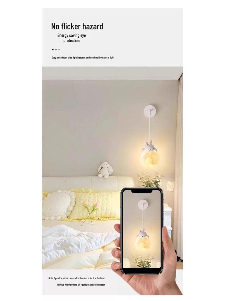 Lampa de perete de desene animate din rășină pentru camera copiilor Micul Urs cu lumină de lună