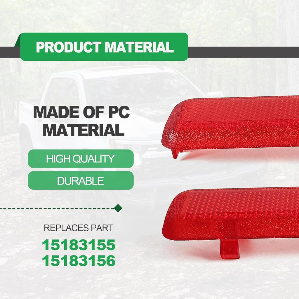 1 Pair Rear Left Driver and Right Passenger Side Door Red Reflector Panel, Safety Alert Light Cover, Compatible with Chevrolet GMC Yukon 2003-2007,