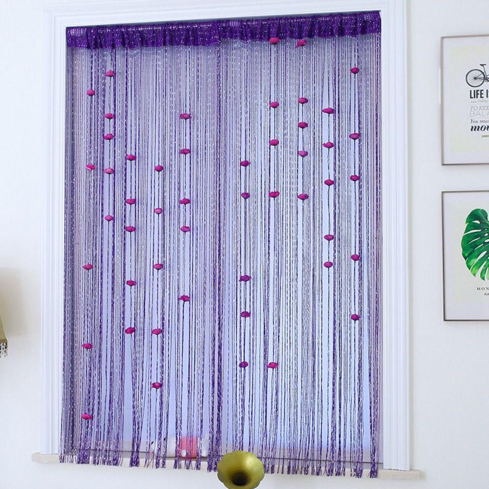 Shiny Door Curtain Room Divider Tassel Window Curtain Rose Flower String Curtain  Home Decor
