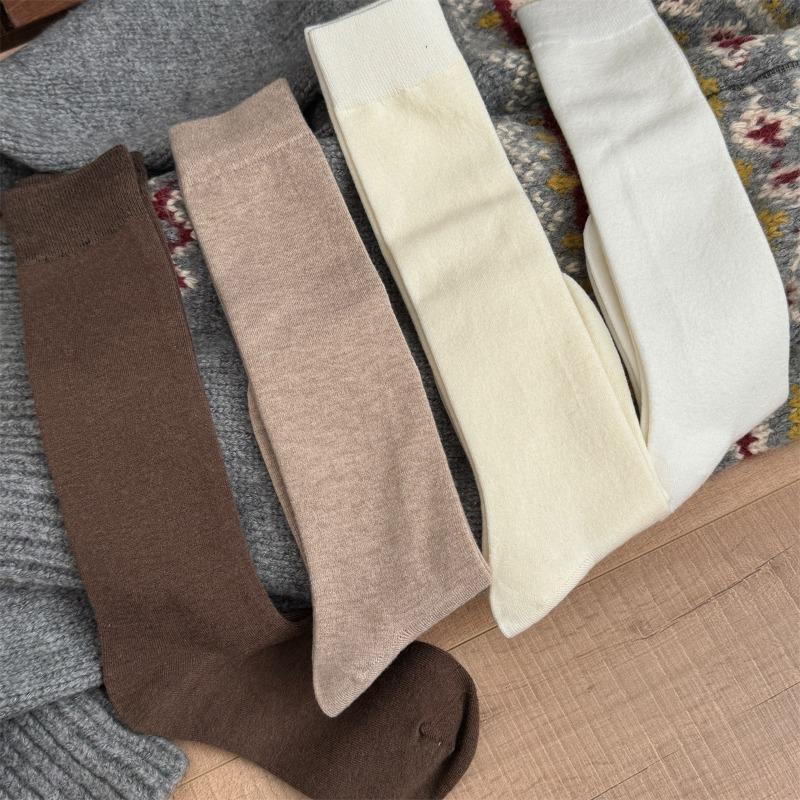 Soft and Glutinous Wool Calf Socks for Winter Warmth, Boneless Long Stockings, Solid Color Versatile Socks for Women