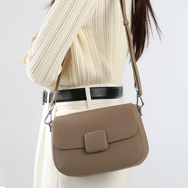 Fashionable Women's Square Bag Luxury Designer Genuine Leather Women Shoulder Bags  Simple Cowhide Crossbody Bag